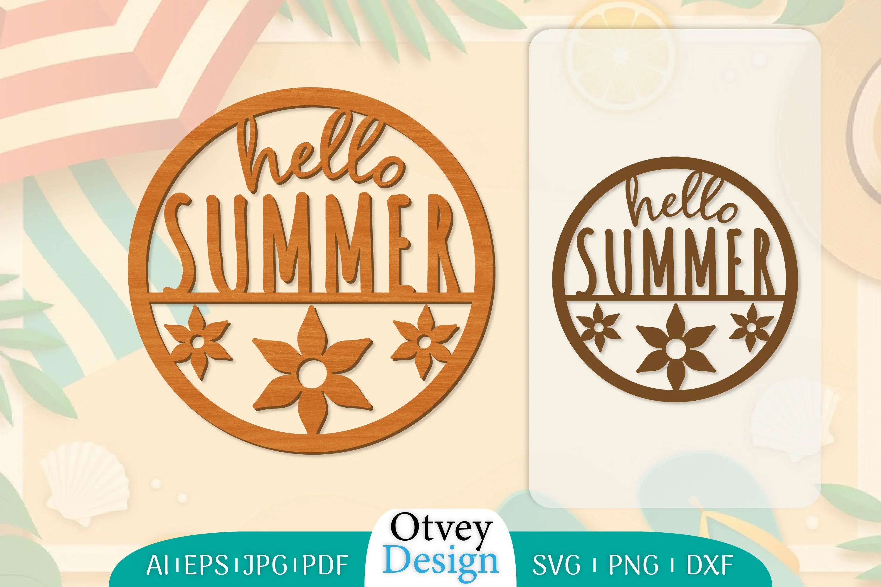 Hello Summer Round Lasercut SVG Bundle