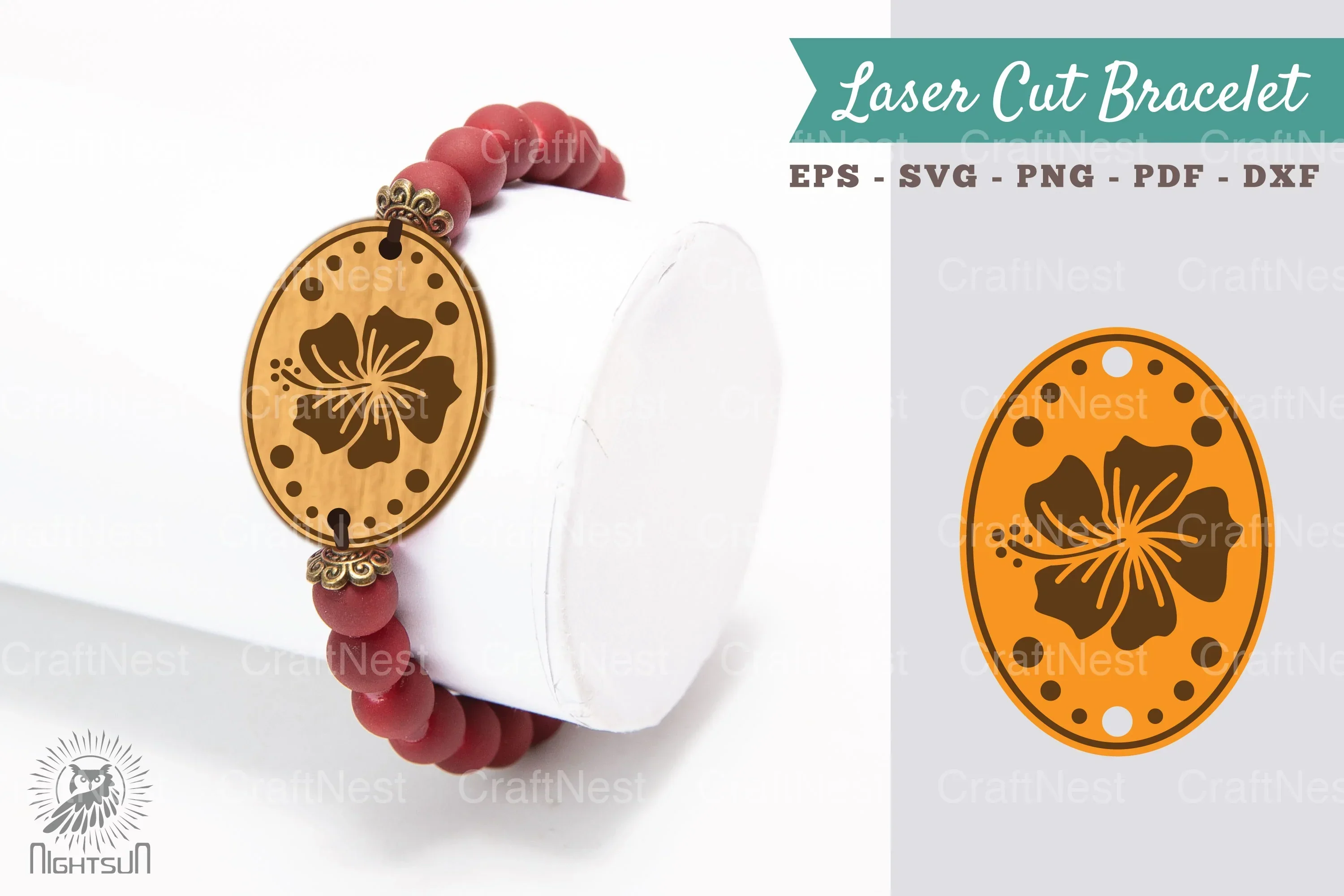Hibiscus Flower Laser Cut Bracelet Clipart Bundle