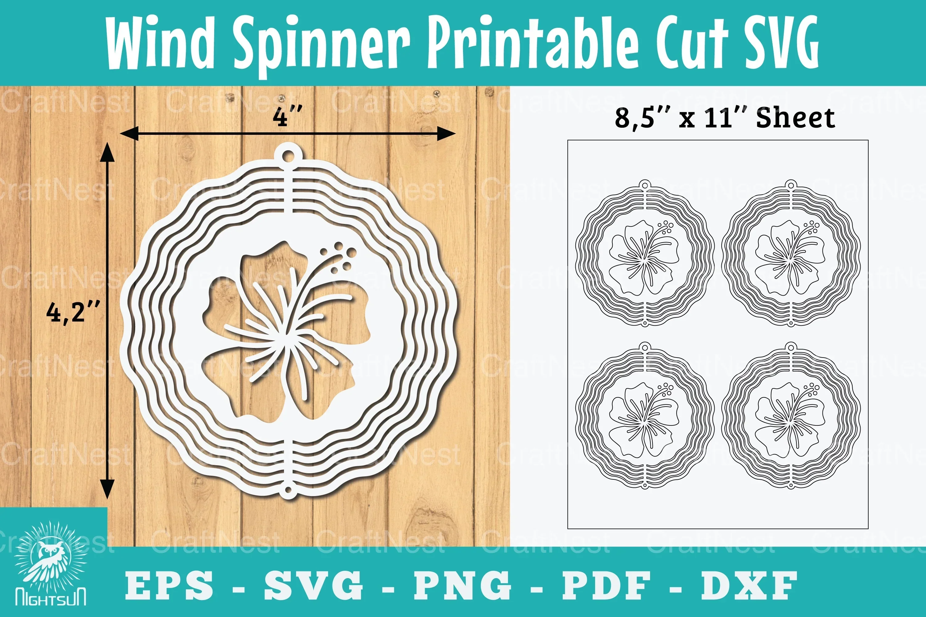 Hibiscus Flower Wind Spinner Clipart Bundle