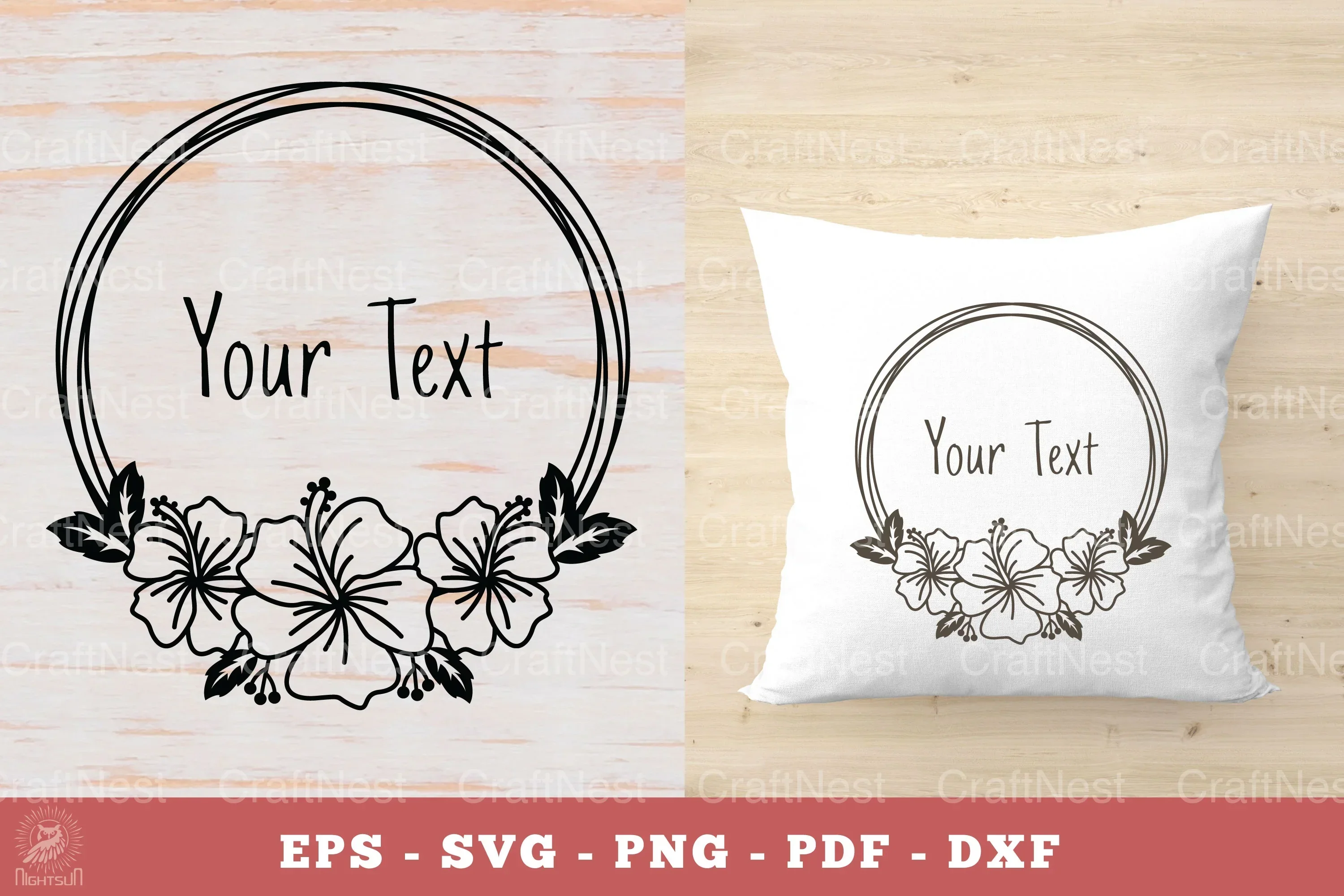 Hibiscus Flowers Monogram Clipart Bundle