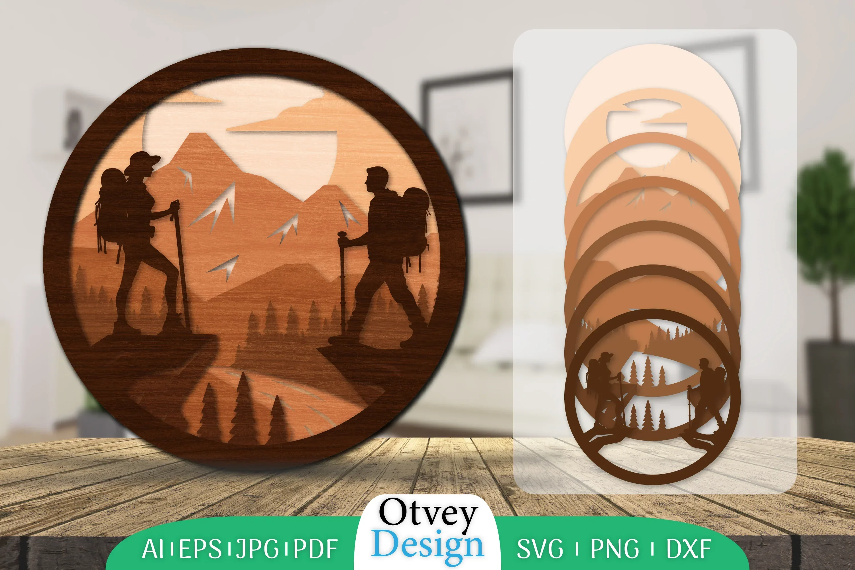 Hiking Couple Layered Lasercut SVG Bundle