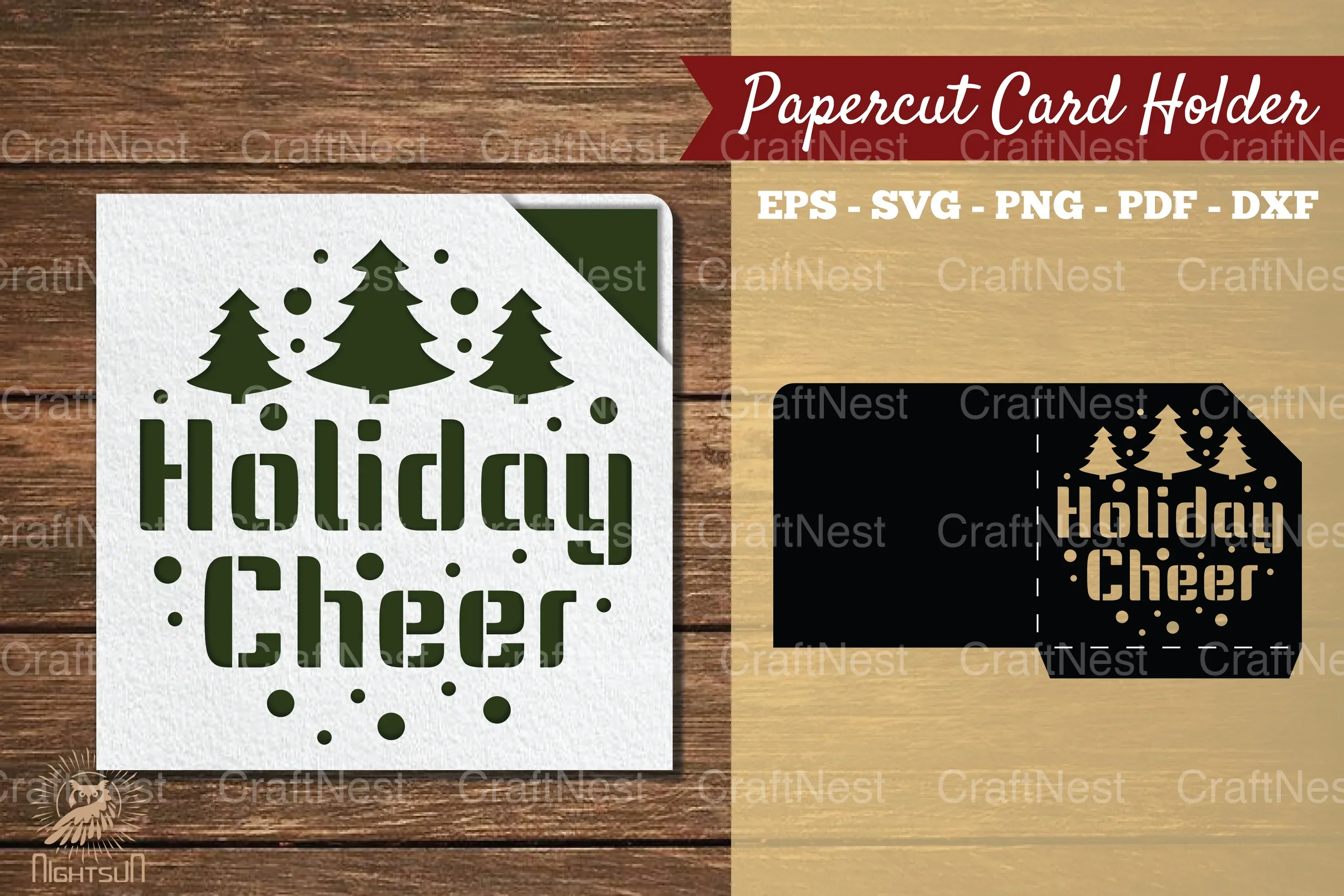 Holiday Cheer Papercut Card Holder SVG Bundle