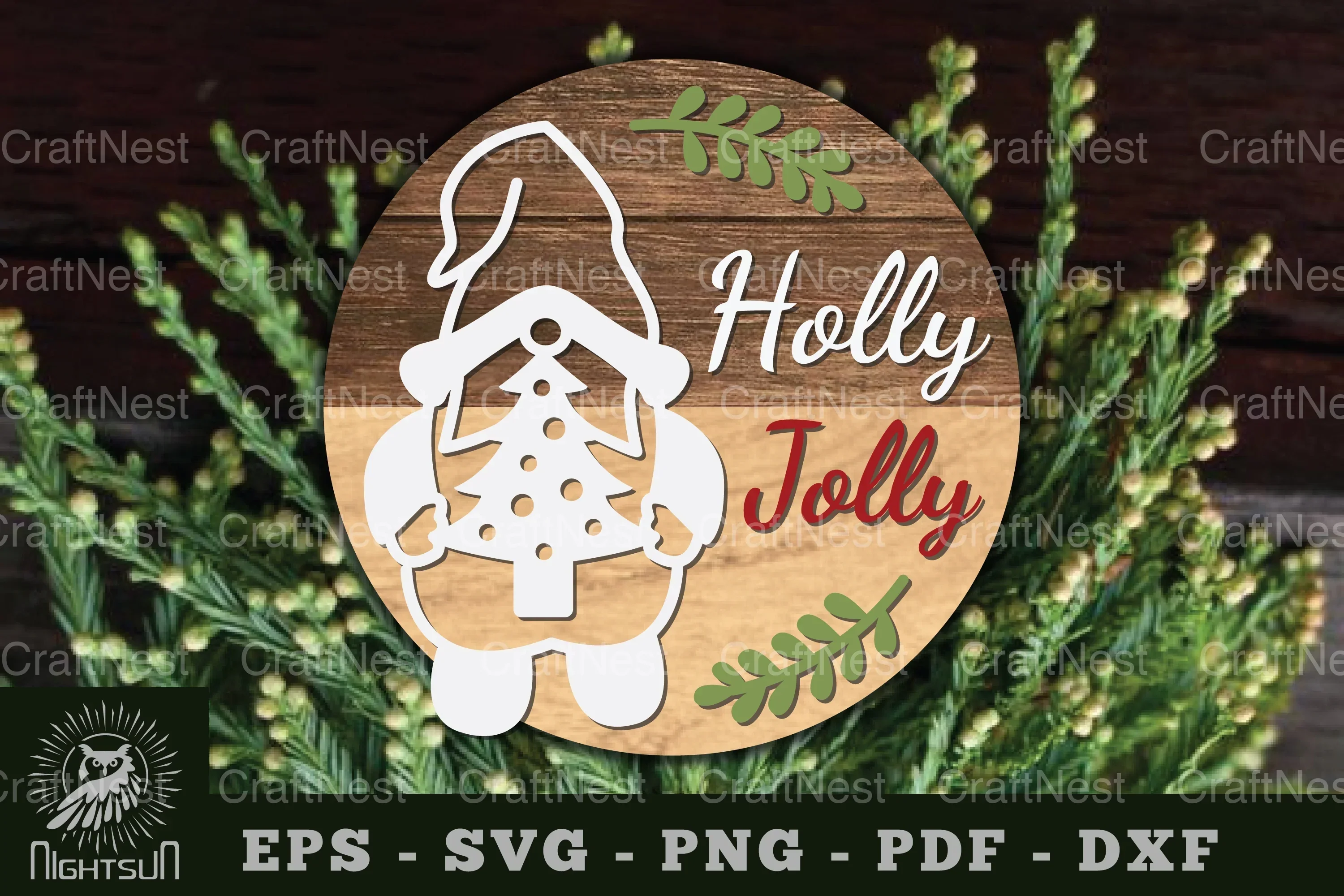 Holly Jolly Laser Cut Sign Design Bundle