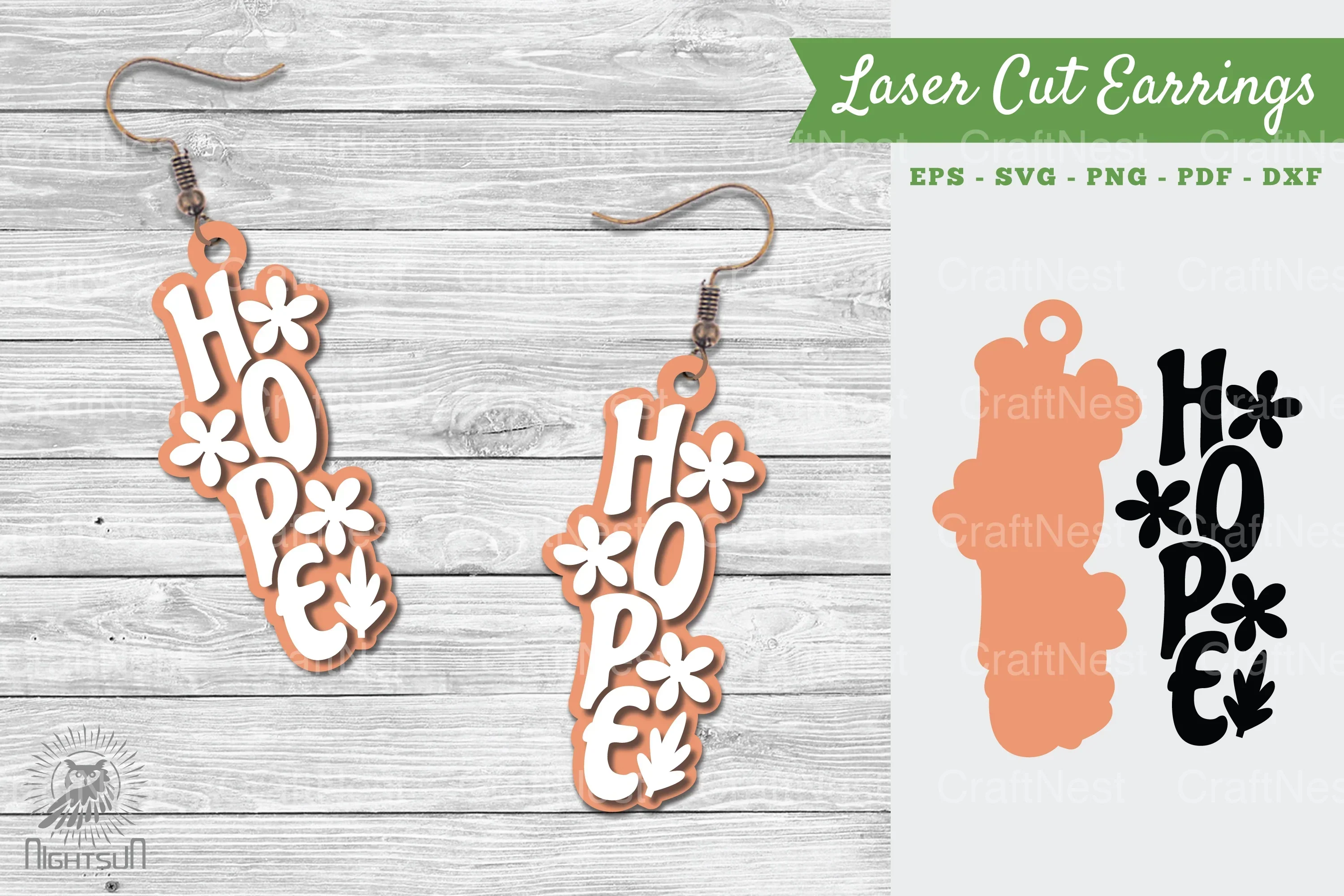 Hope Laser Cut Earrings Clipart Bundle
