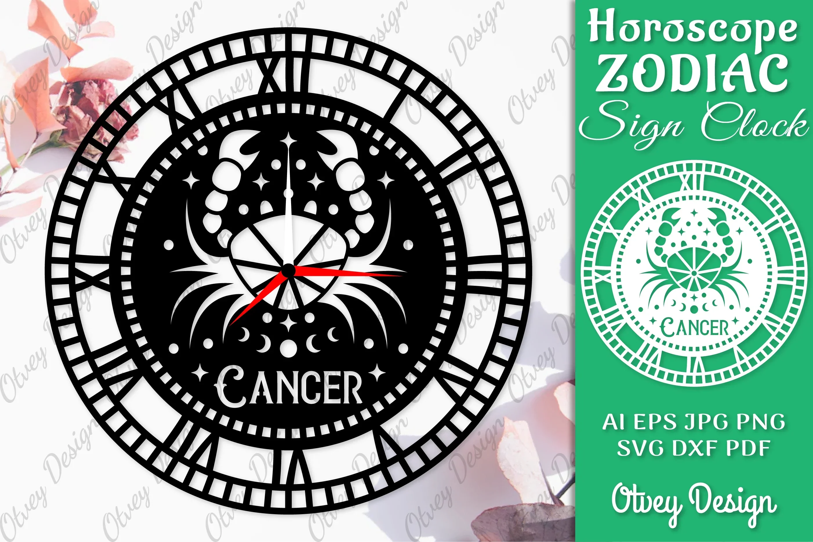 Horoscope Zodiac Sign Laser Cut Clock Template SVG Bundle