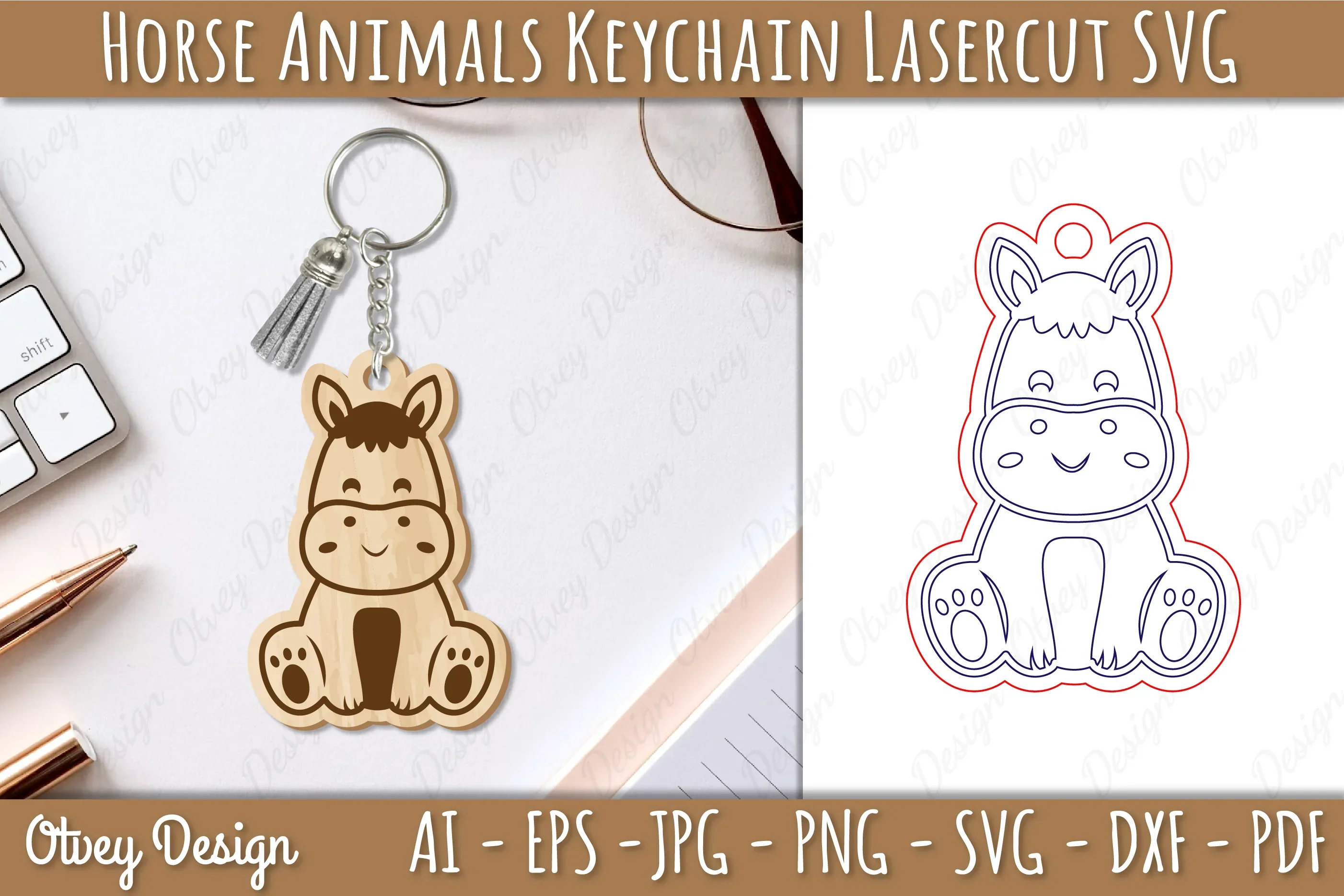 Horse Keychain Laser Cut SVG Bundle