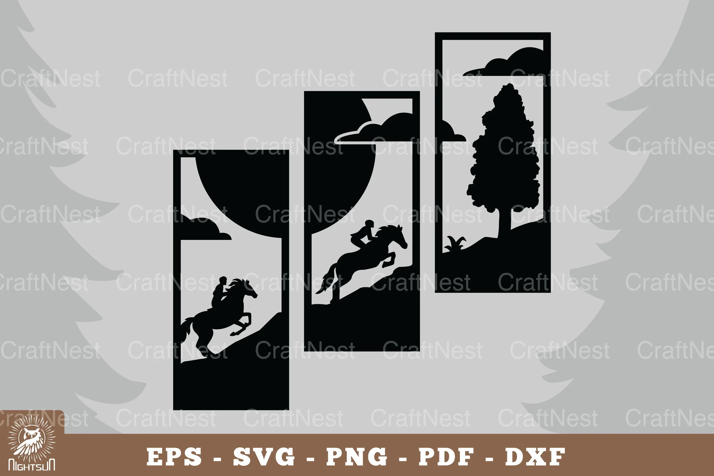 Horse Riding in the Forest Home Decor Clipart Bundle