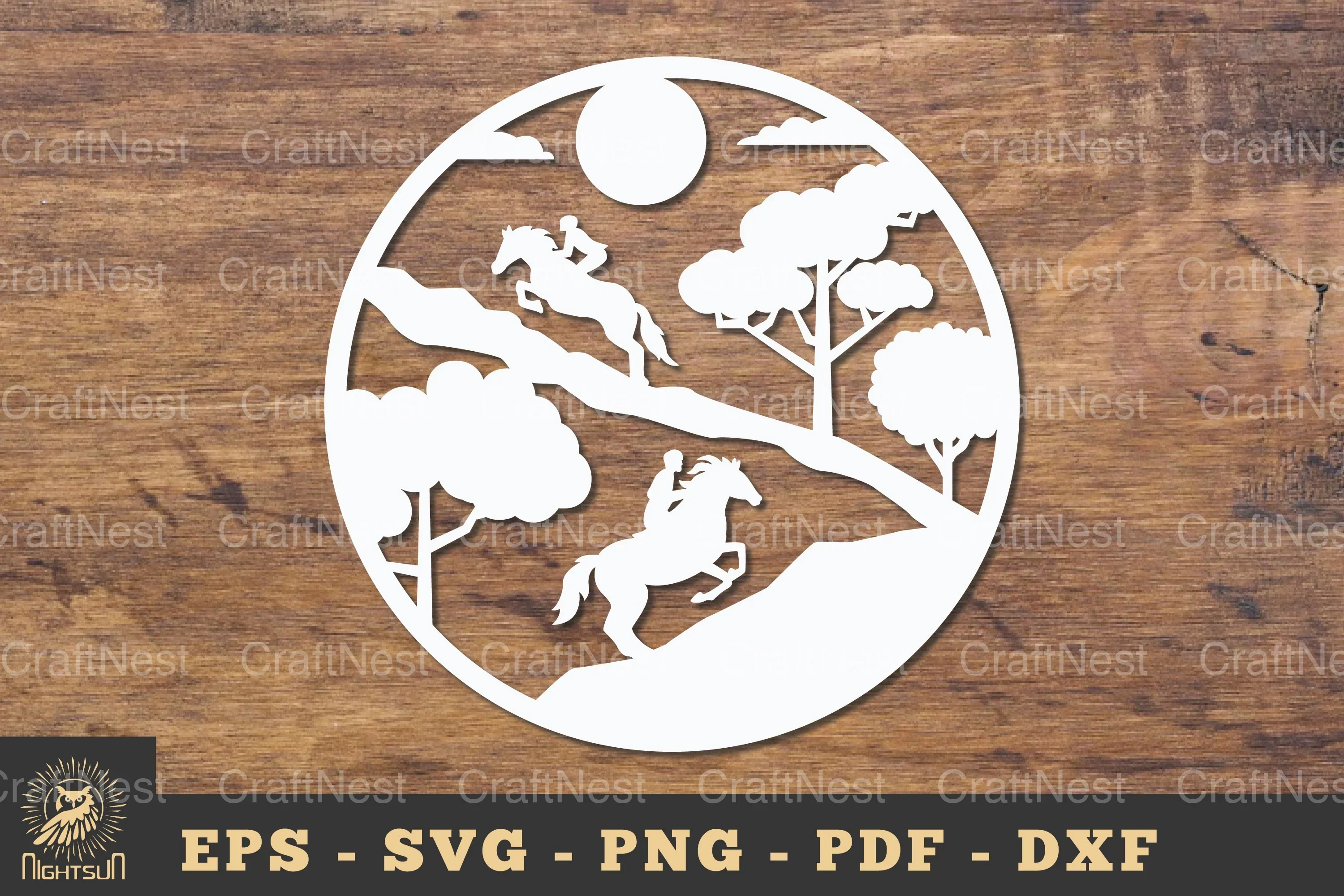 Horse Riding in the Forest Papercut SVG Bundle