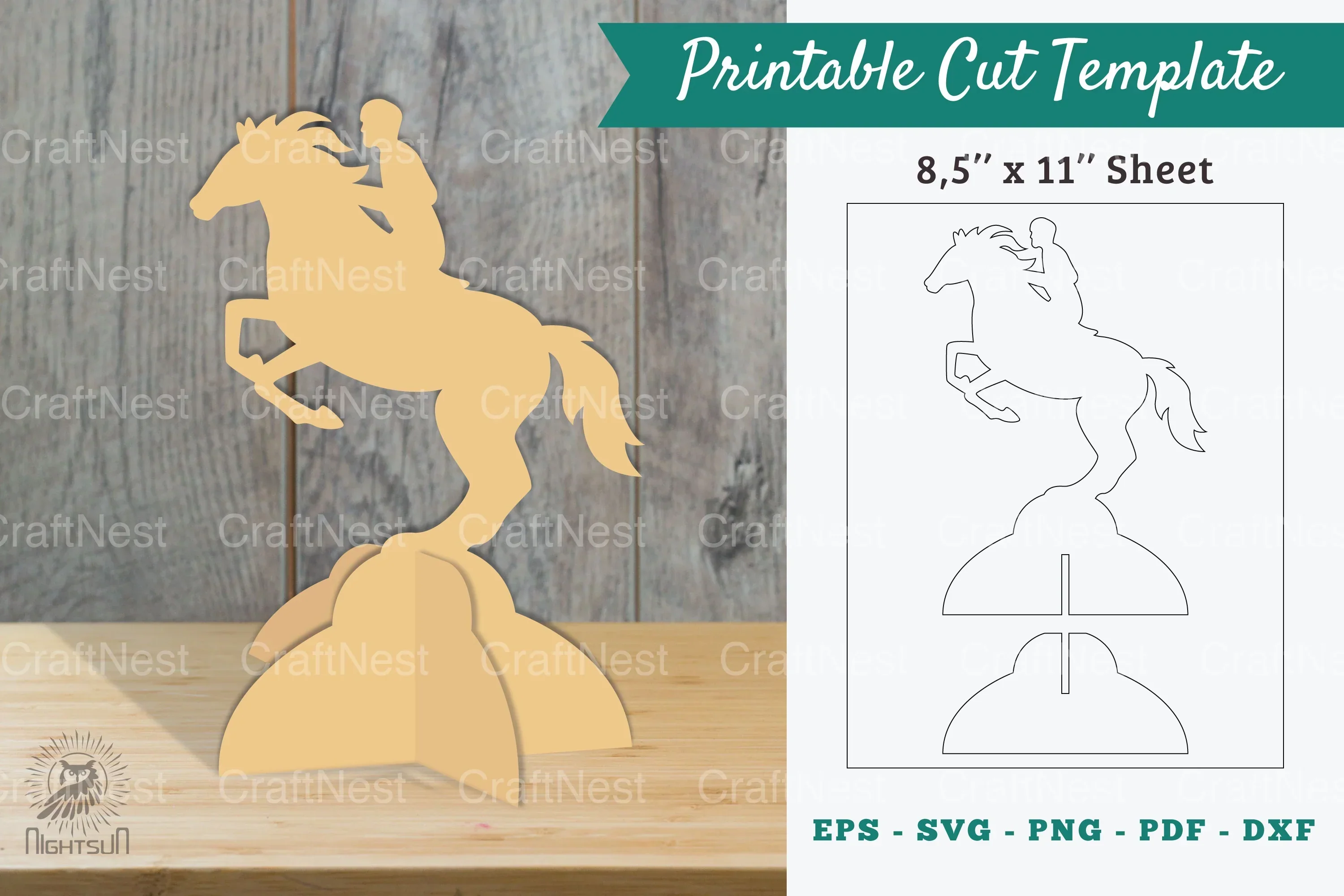 Horse Riding Printable Cut Template Clipart Bundle