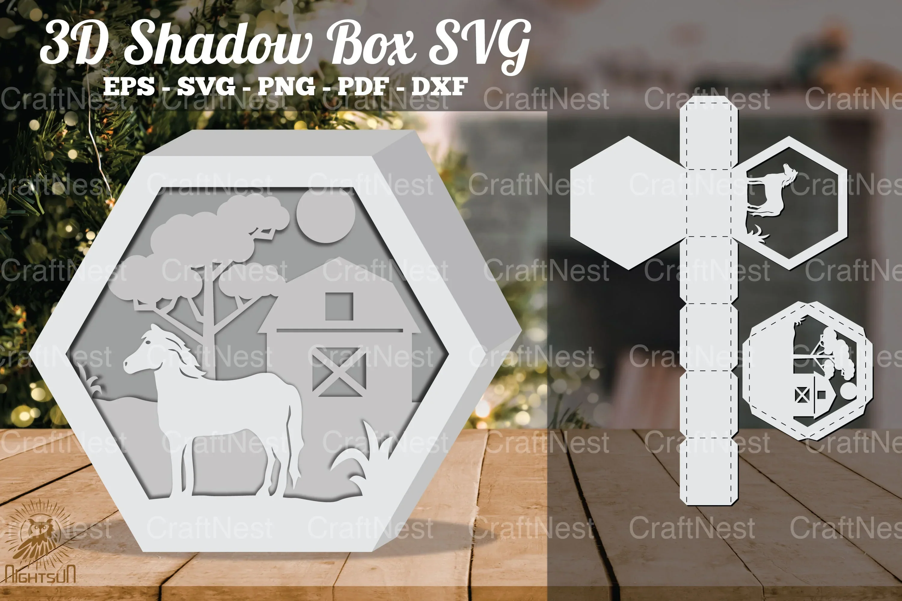 Horses on the Farm 3D Shadow Box SVG Bundle