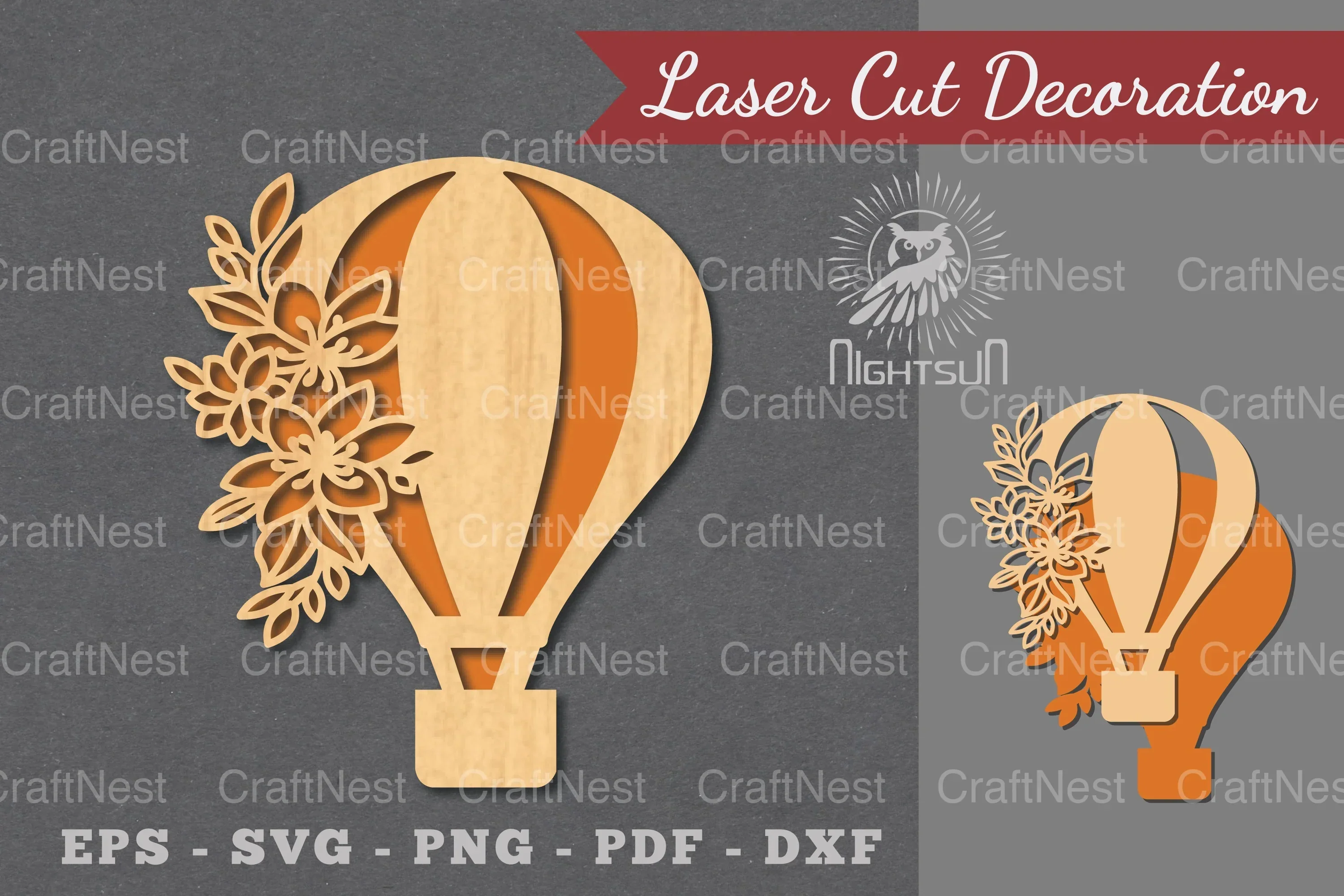 Hot Air Balloon Laser Cut Decoration Clipart Bundle