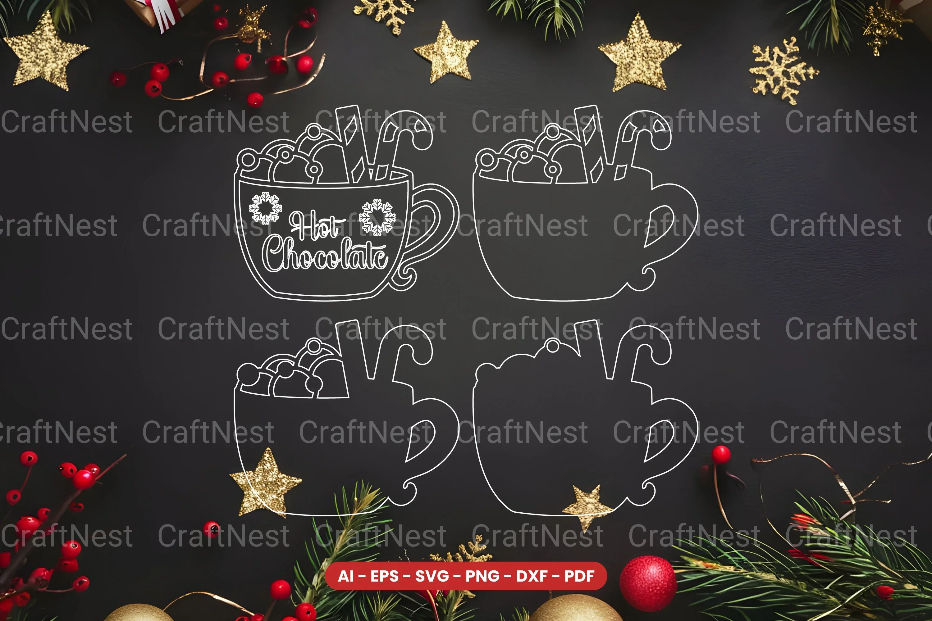Hot Cocoa Lasercut SVG Bundle - Image 2