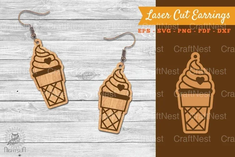 Ice Cream Laser Cut Earrings SVG Bundle