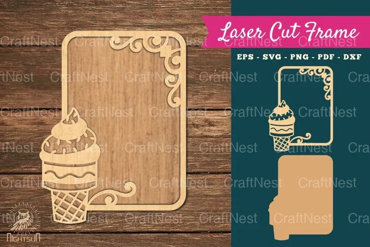 Ice Cream Laser Cut Frame SVG Bundle