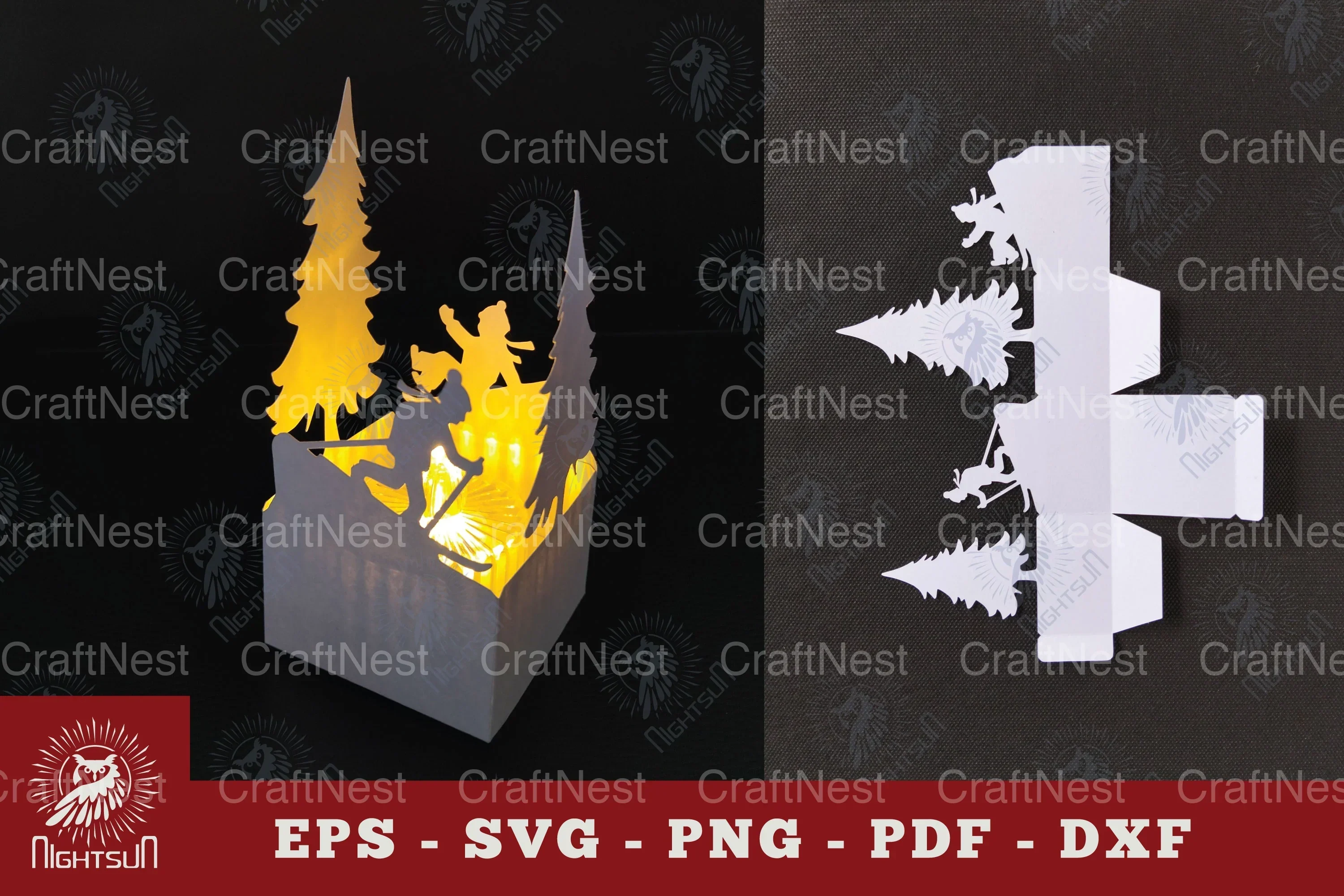 Ice Skating Papercut Lantern Clipart Bundle