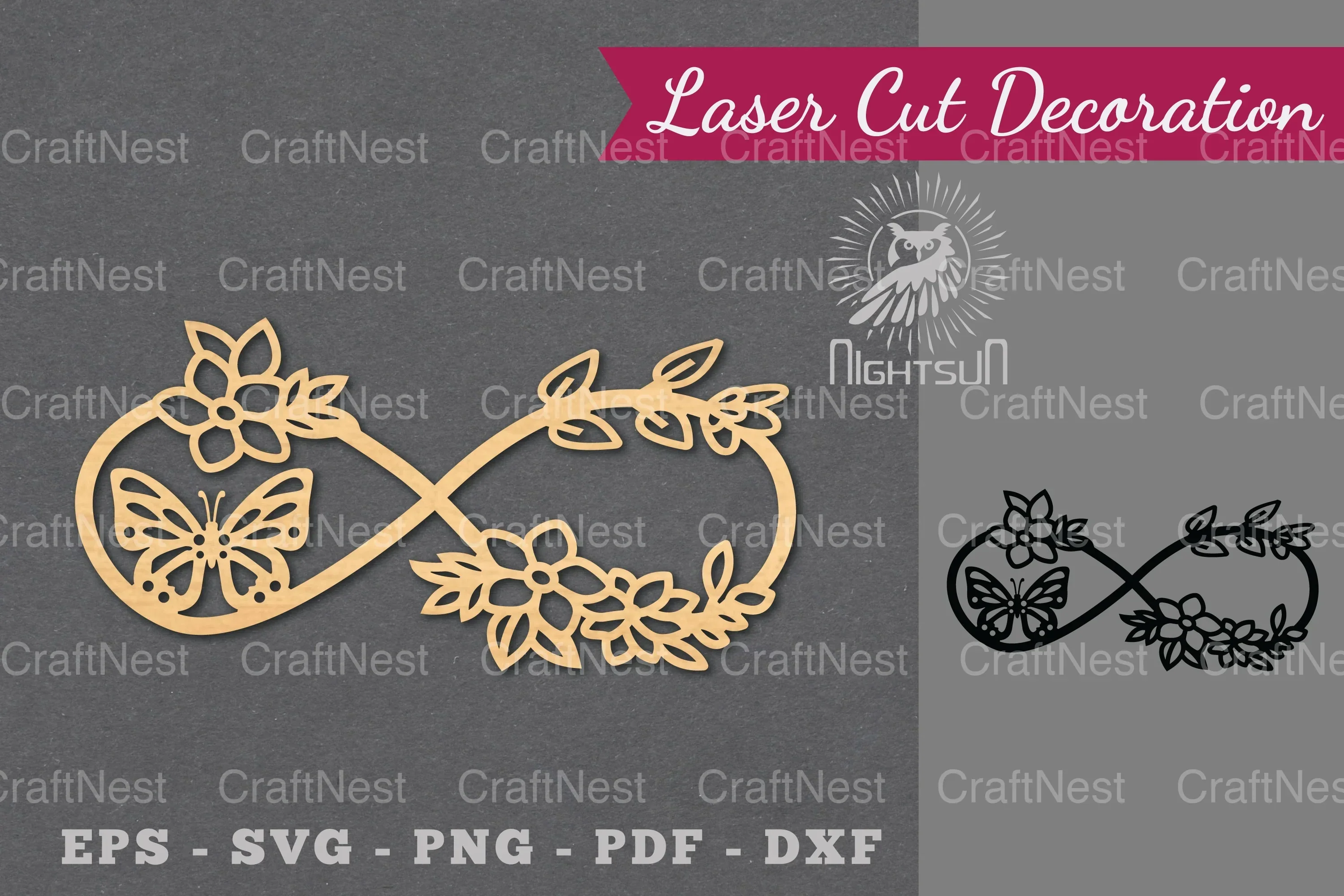Infinity Floral Laser Cut Decoration Clipart Bundle