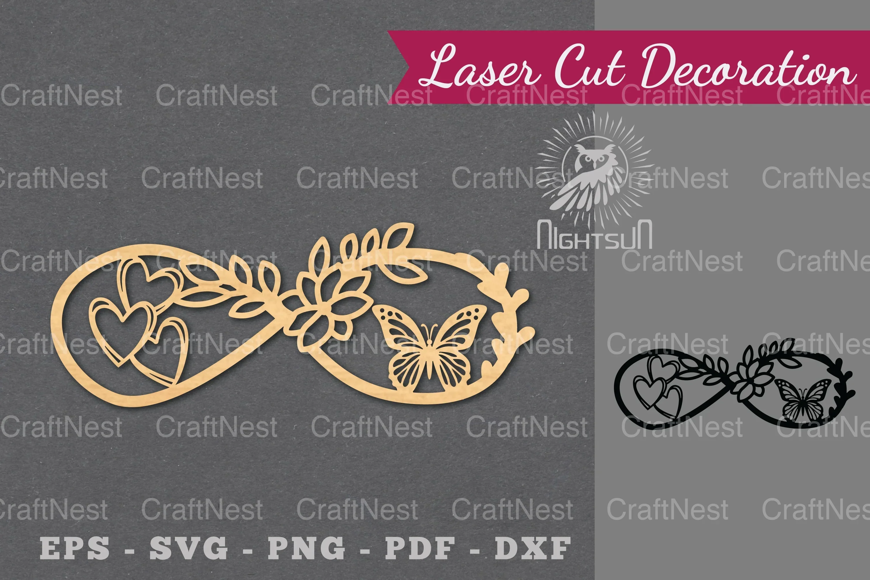Infinity Floral Laser Cut Decoration Clipart Bundle