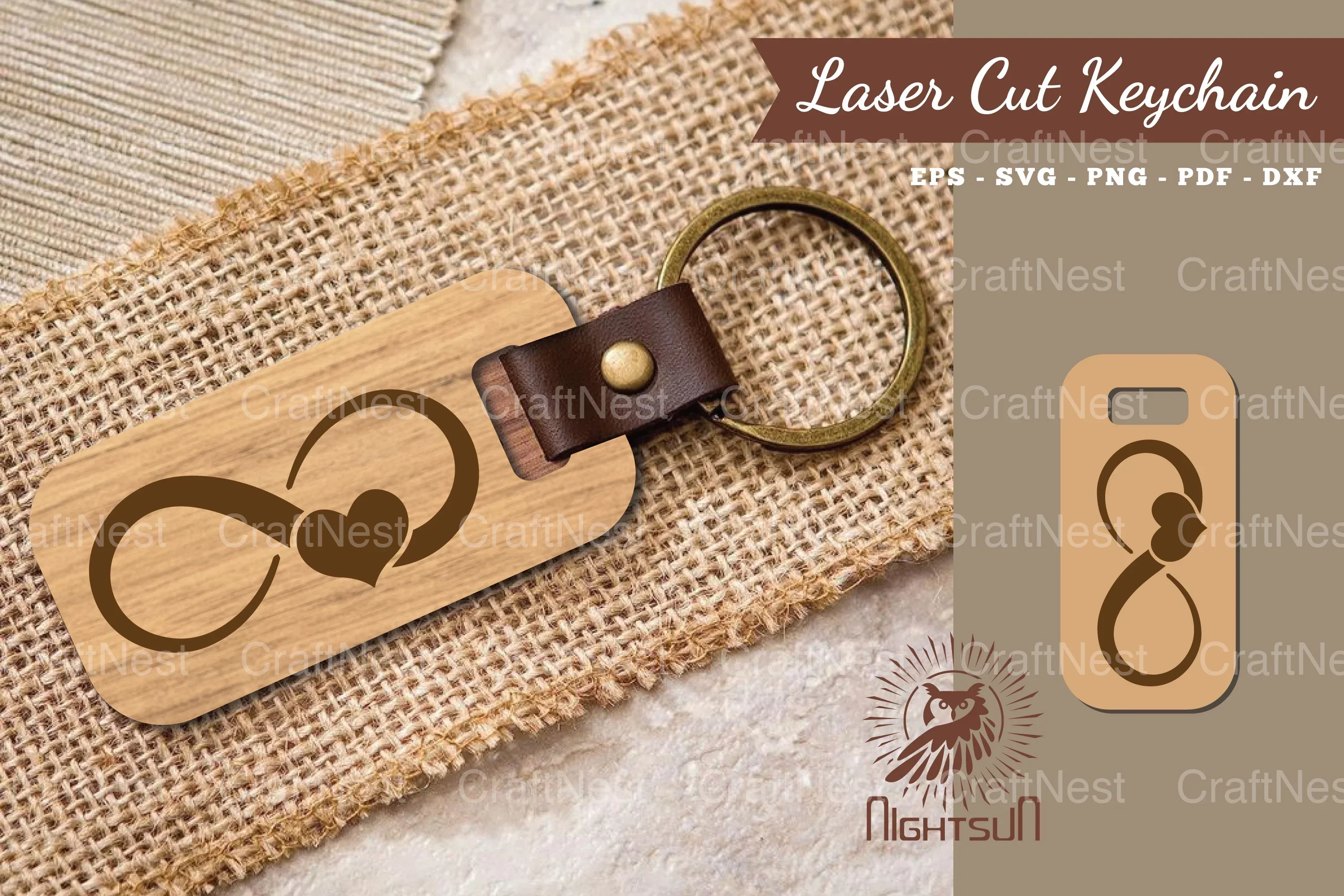 Infinity Heart Laser Cut Keychain Design Bundle