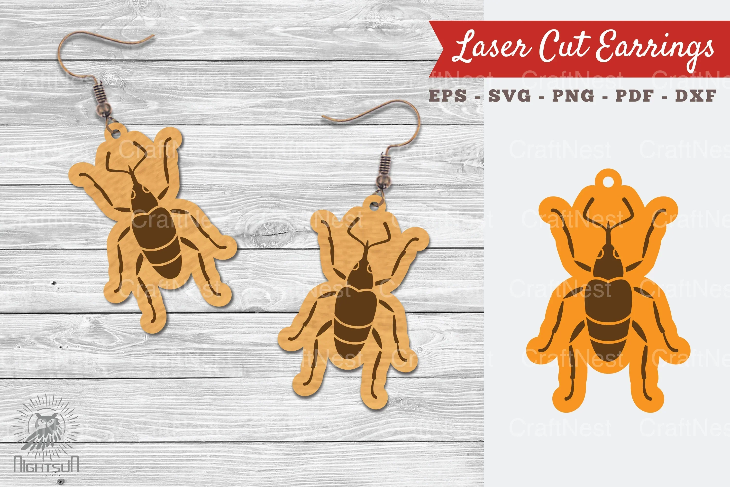 Insect Laser Cut Earrings Design Bundle