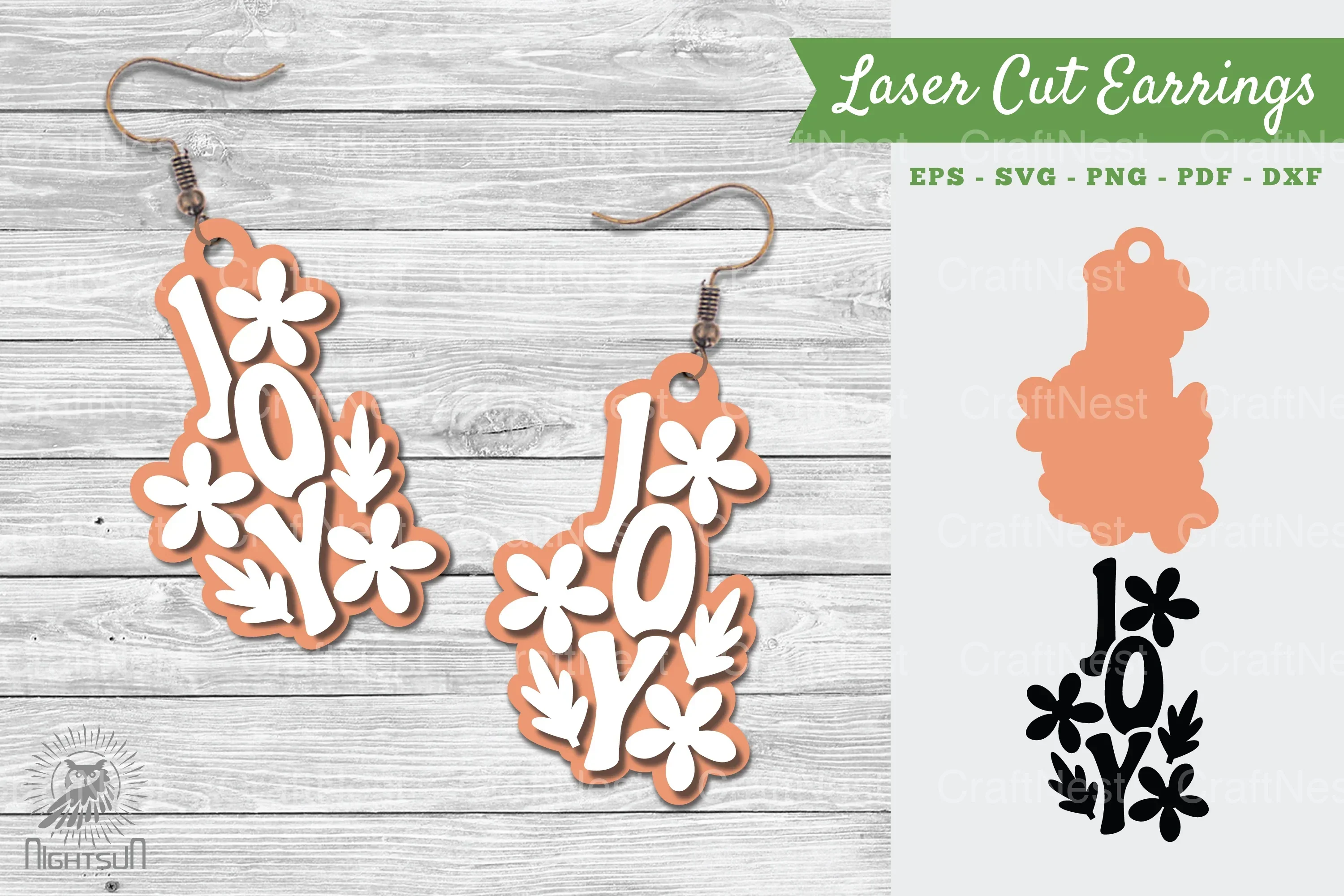 Joy Laser Cut Earrings SVG Bundle