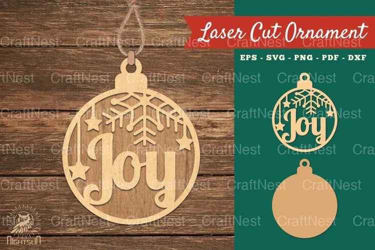 Joy Laser Cut Ornament SVG Bundle