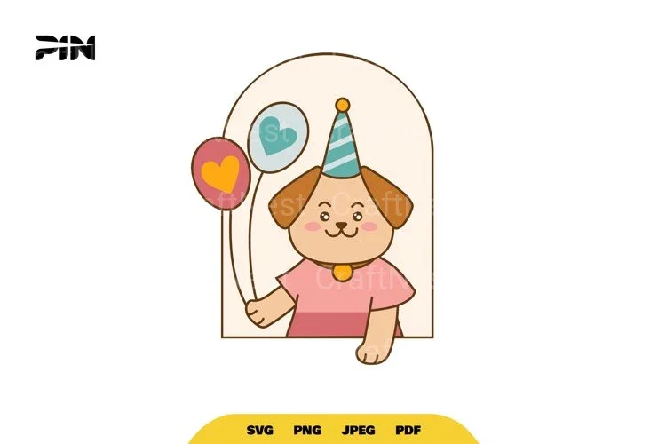 Kawaii Birthday Animal Dog SVG Bundle