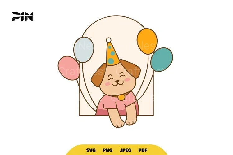 Kawaii Birthday Dog Animal SVG Bundle
