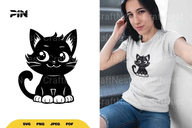 Kawaii Black Cat Halloween SVG Bundle