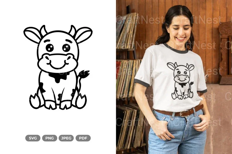 Kawaii Cow Sitting SVG Bundle