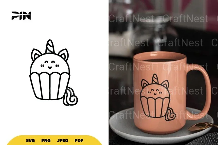 Kawaii Cupcake Unicorn Clipart Bundle