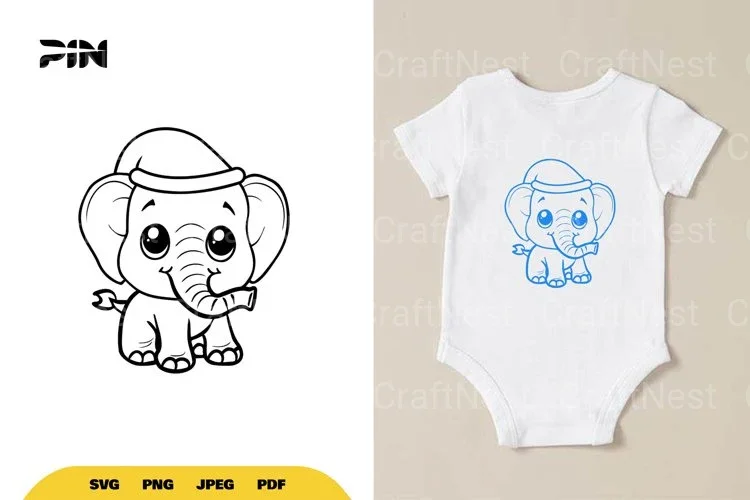 Kawaii Cute Elephant SVG Bundle