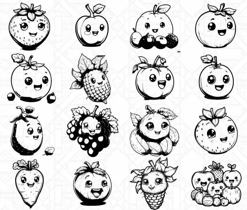 Kawaii Fruits SVG Bundle - Image 5