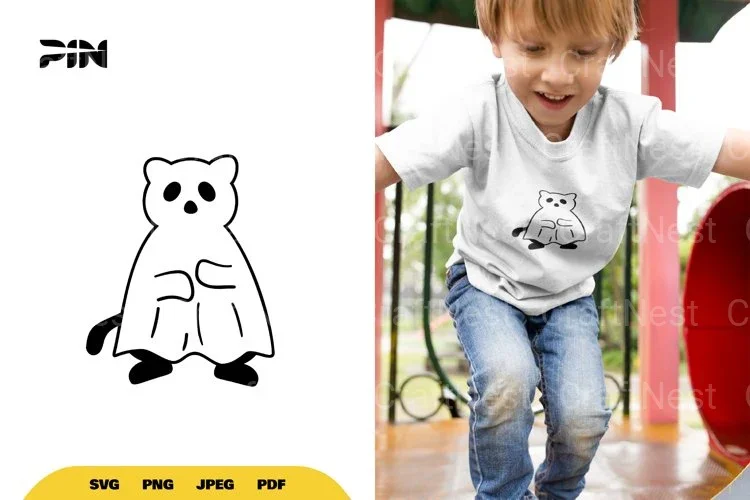 Kawaii Ghost Cat Halloween SVG Bundle