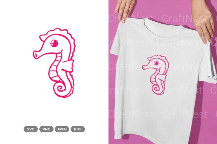 Kawaii Seahorse Sea Animal Clipart Bundle