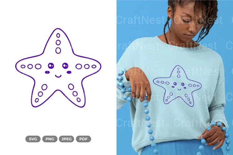 Kawaii Starfish Sea Animal Clipart Bundle