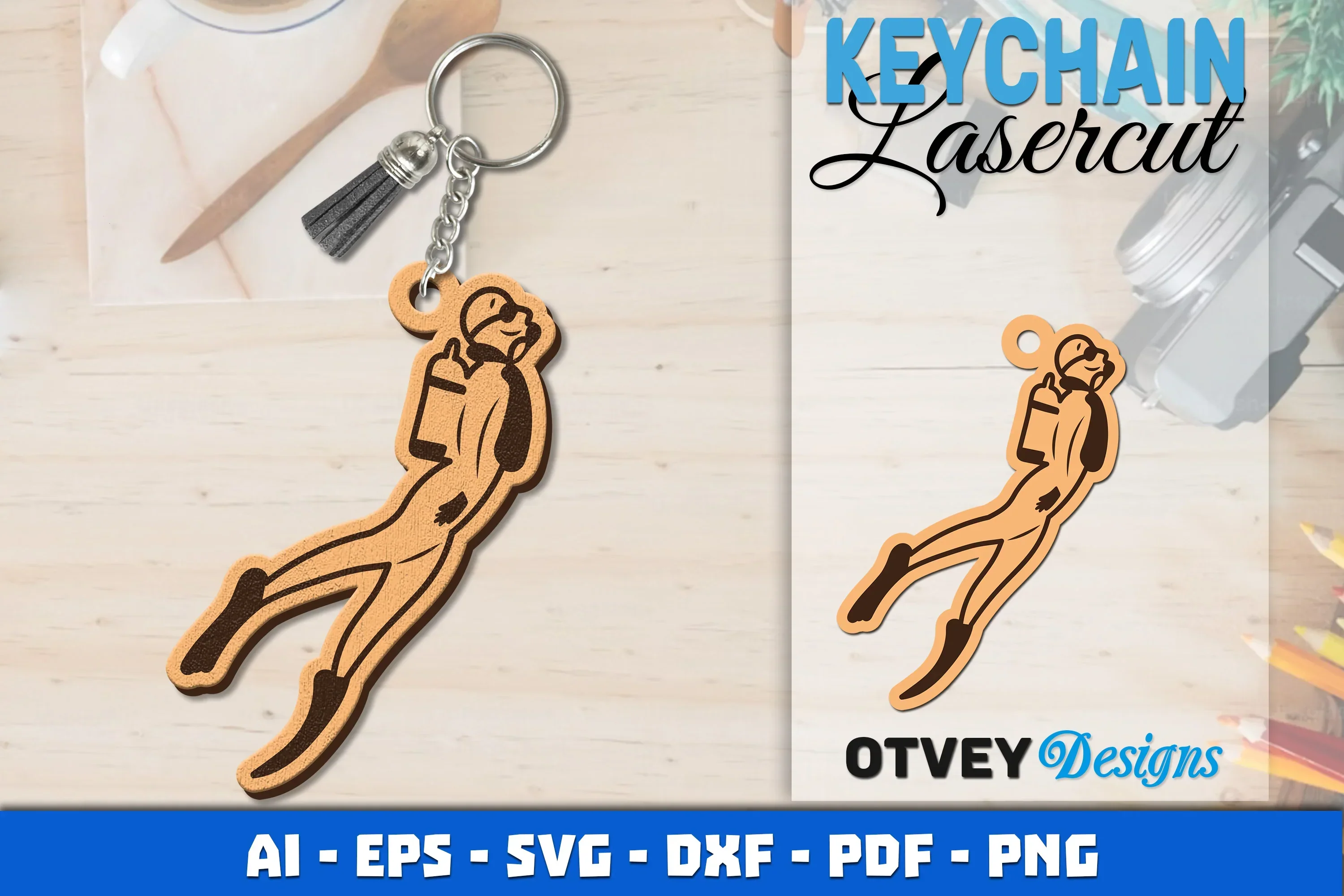 Keychain Diving Lasercut SVG Bundle