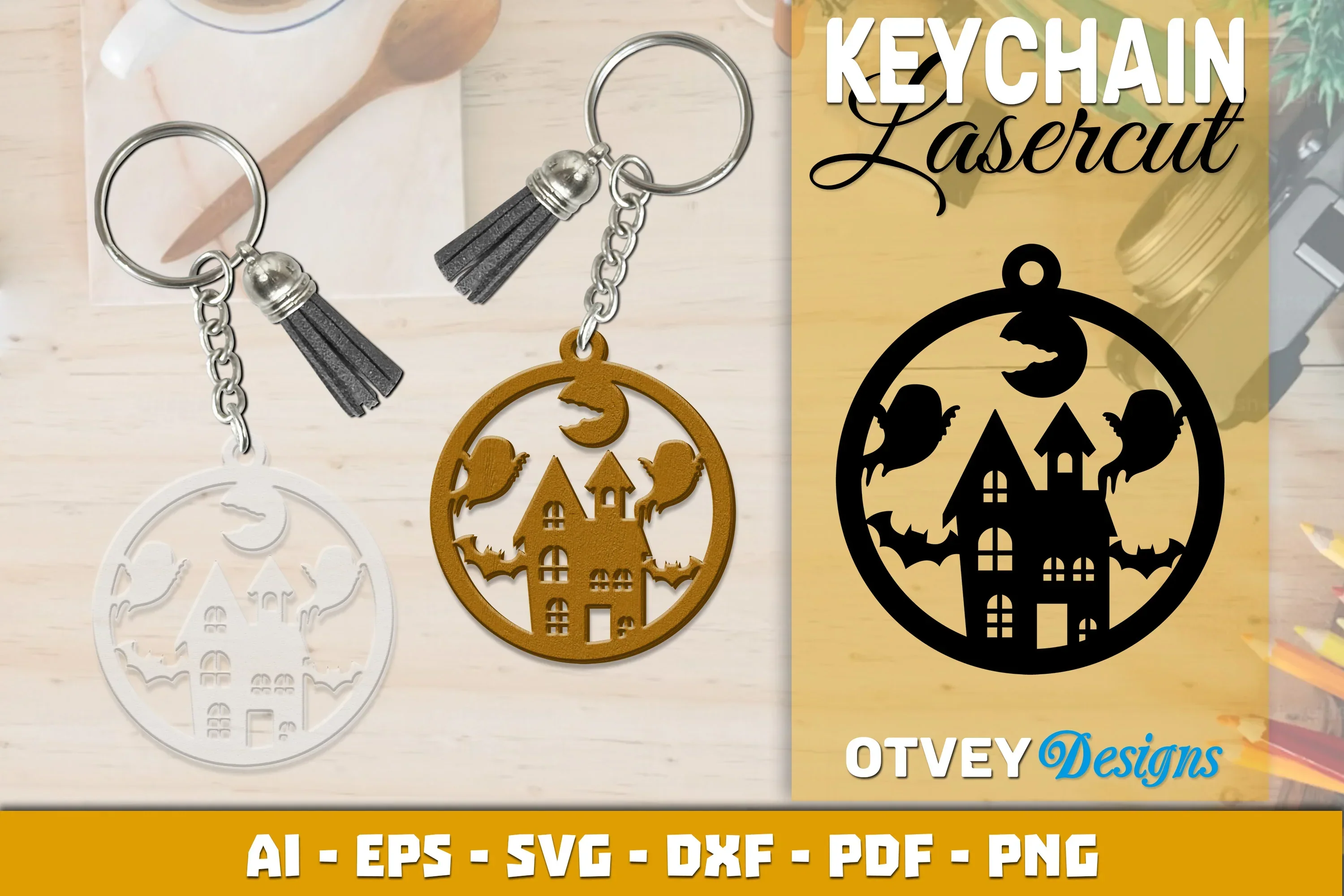 Keychain Halloween Lasercut SVG Bundle