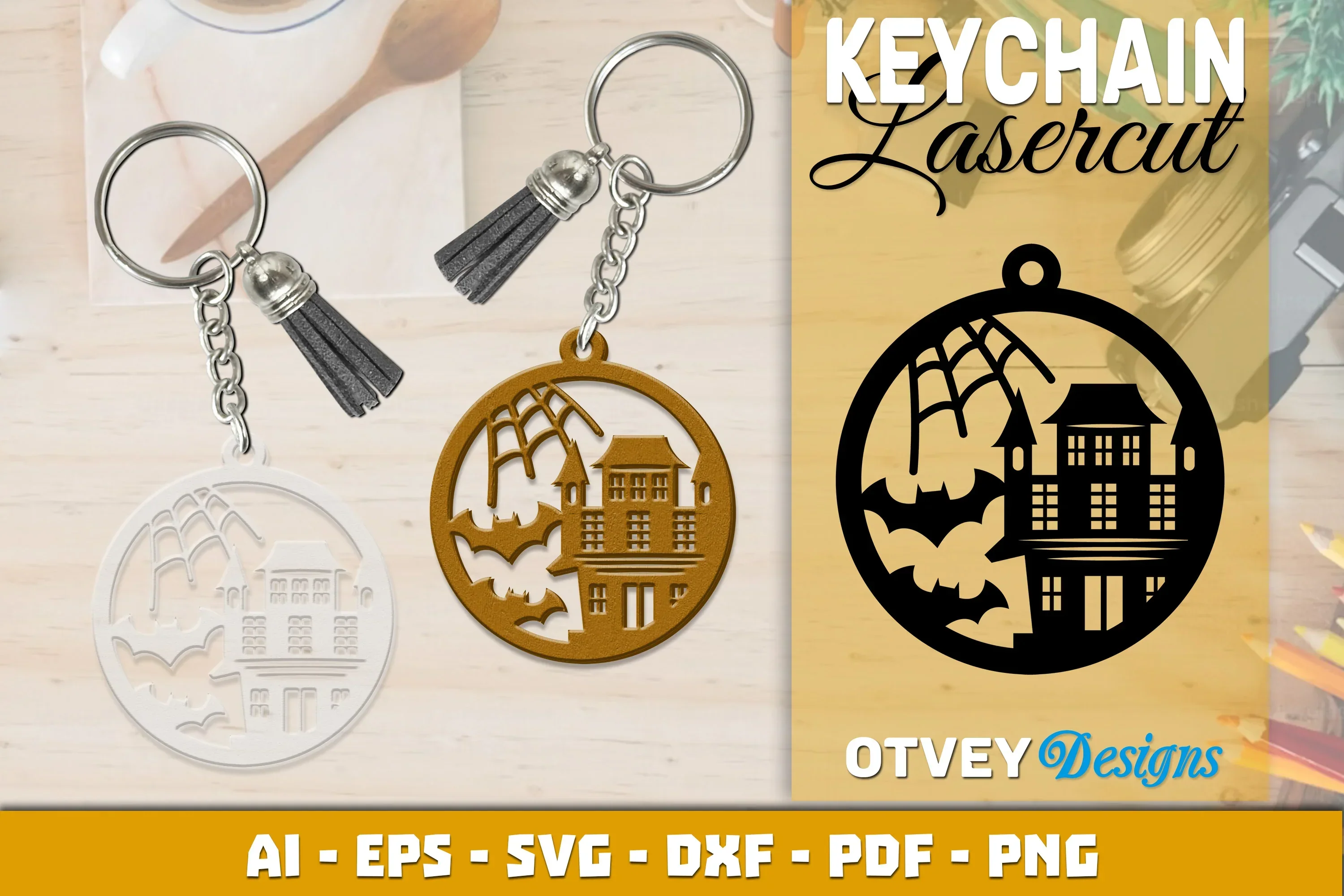 Keychain Halloween Lasercut SVG Bundle