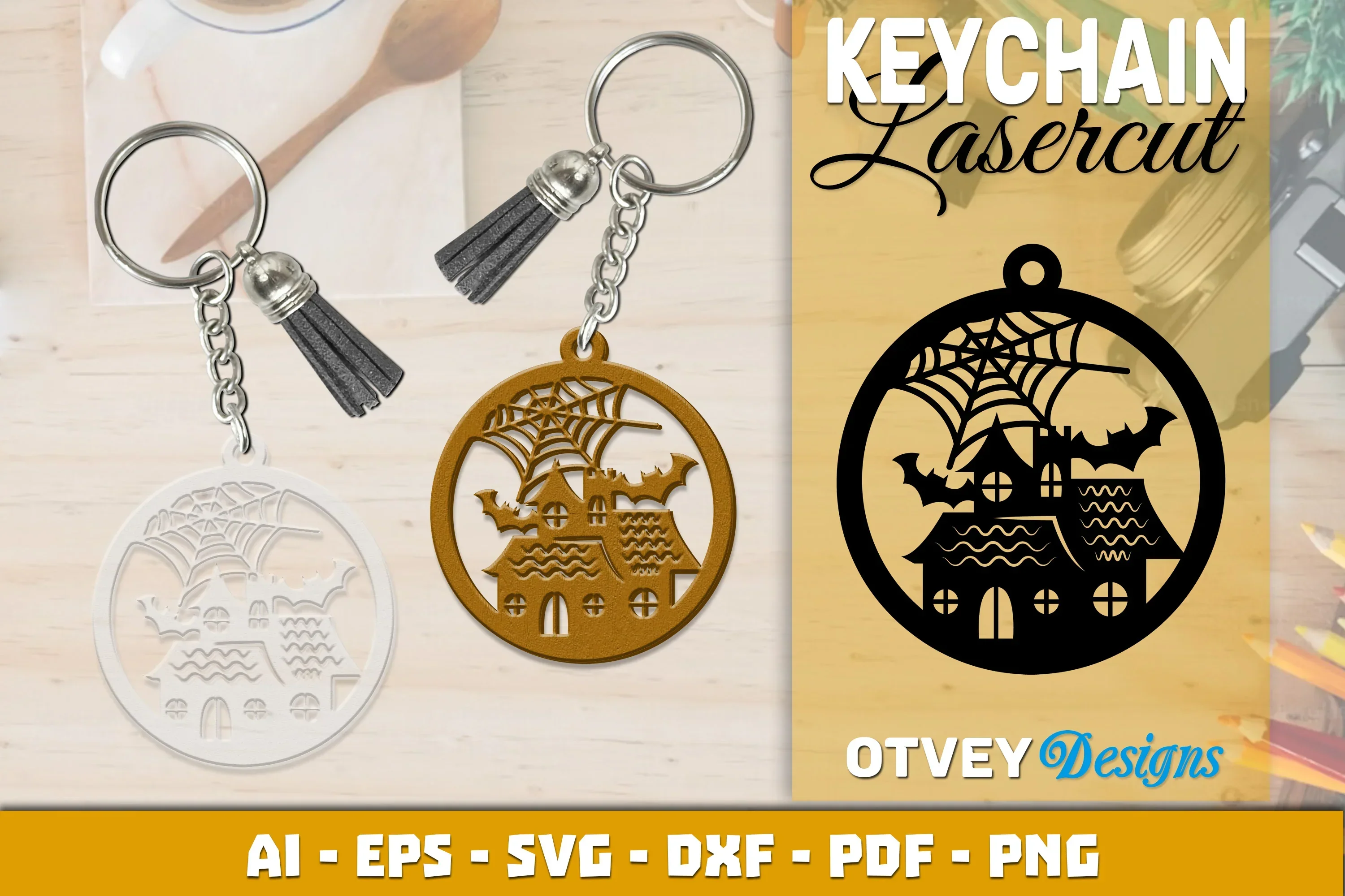 Keychain Halloween Lasercut SVG Bundle