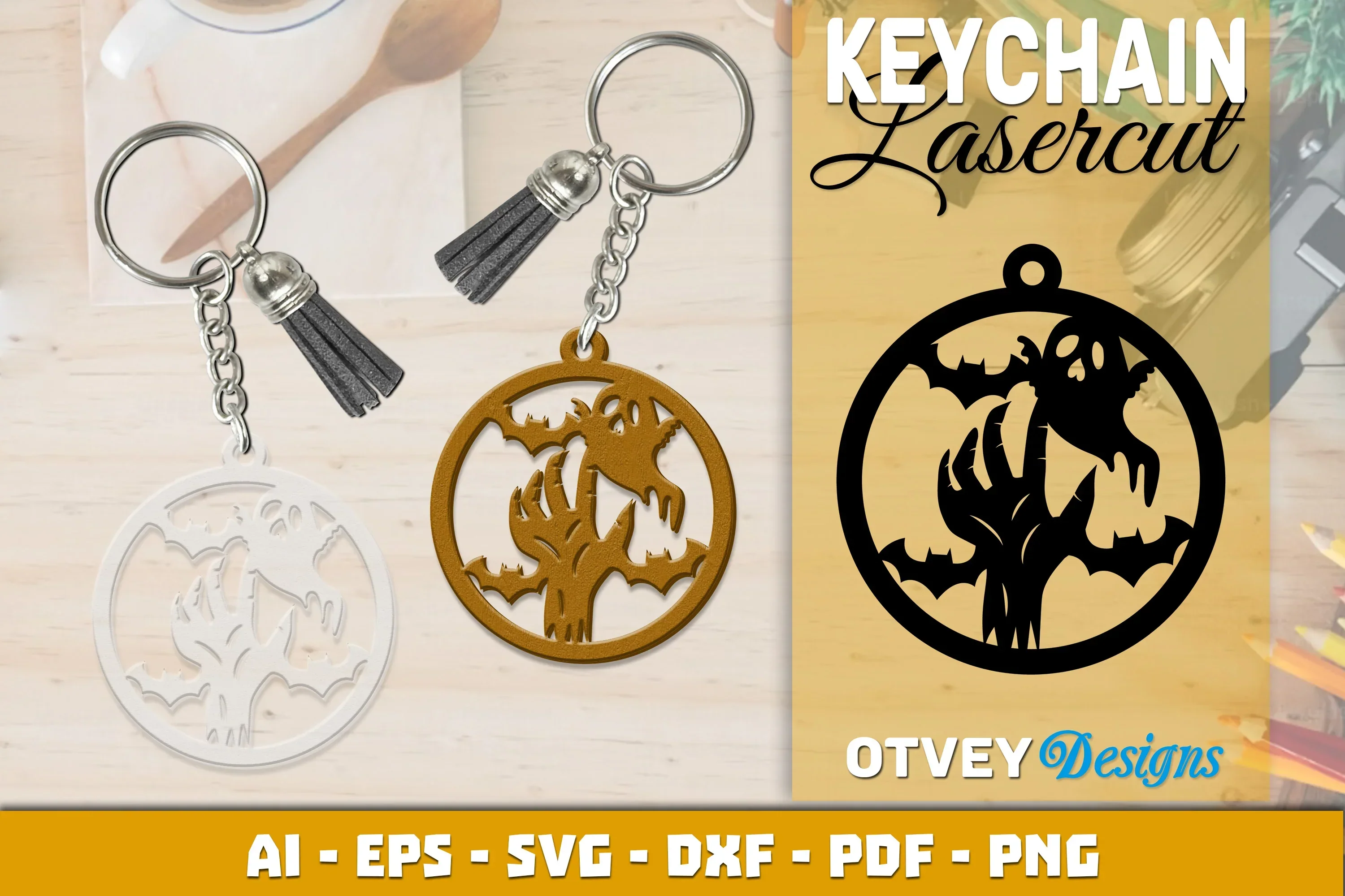 Keychain Halloween Lasercut SVG Bundle