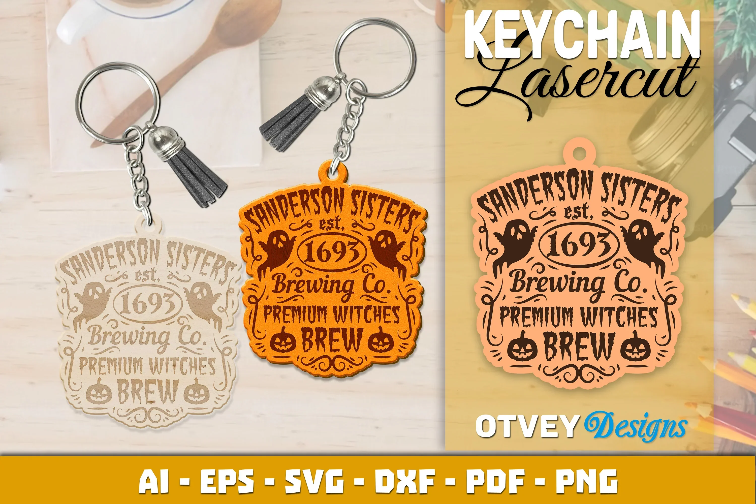 Keychain Halloween Lasercut SVG Bundle