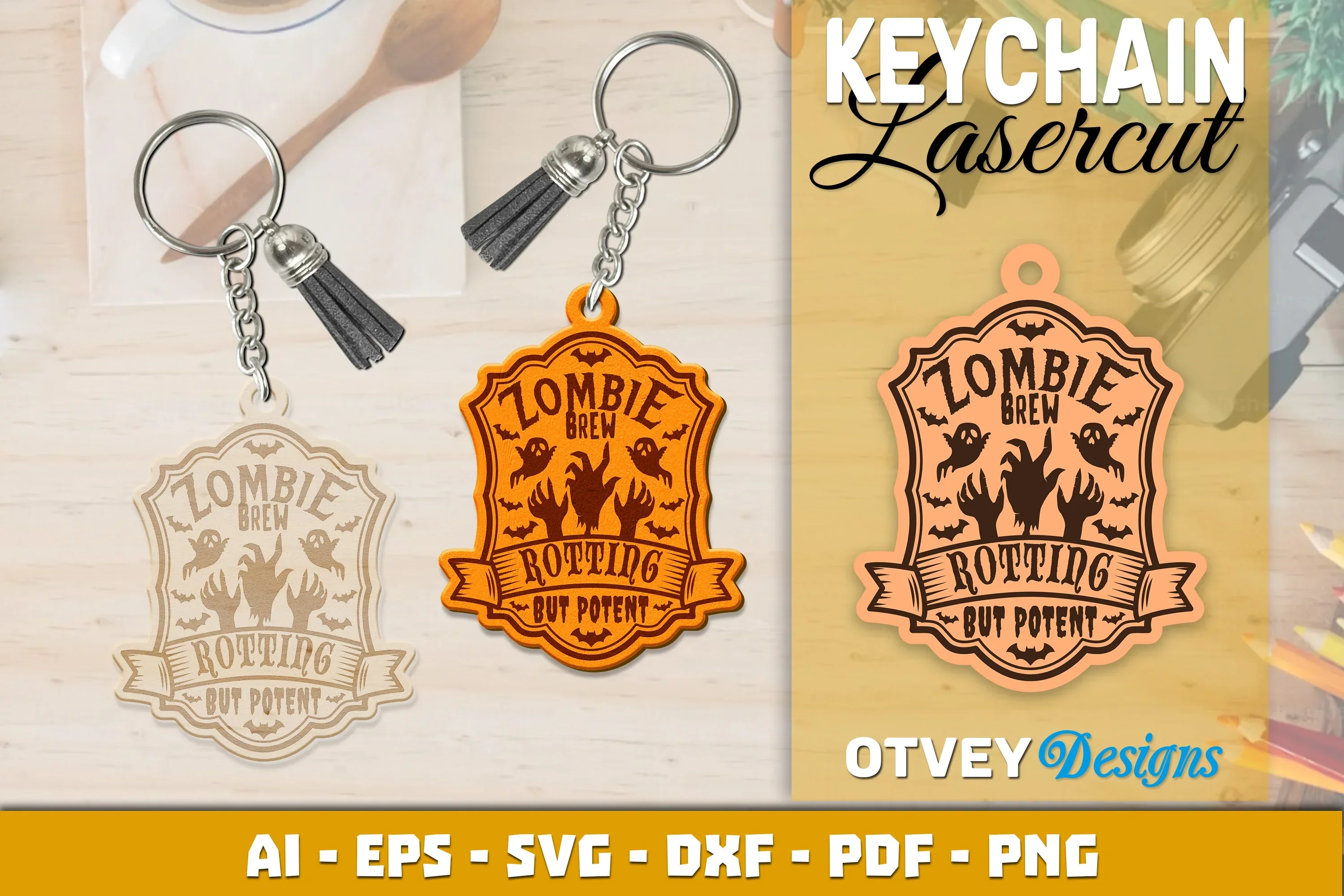 Keychain Halloween Lasercut SVG Bundle