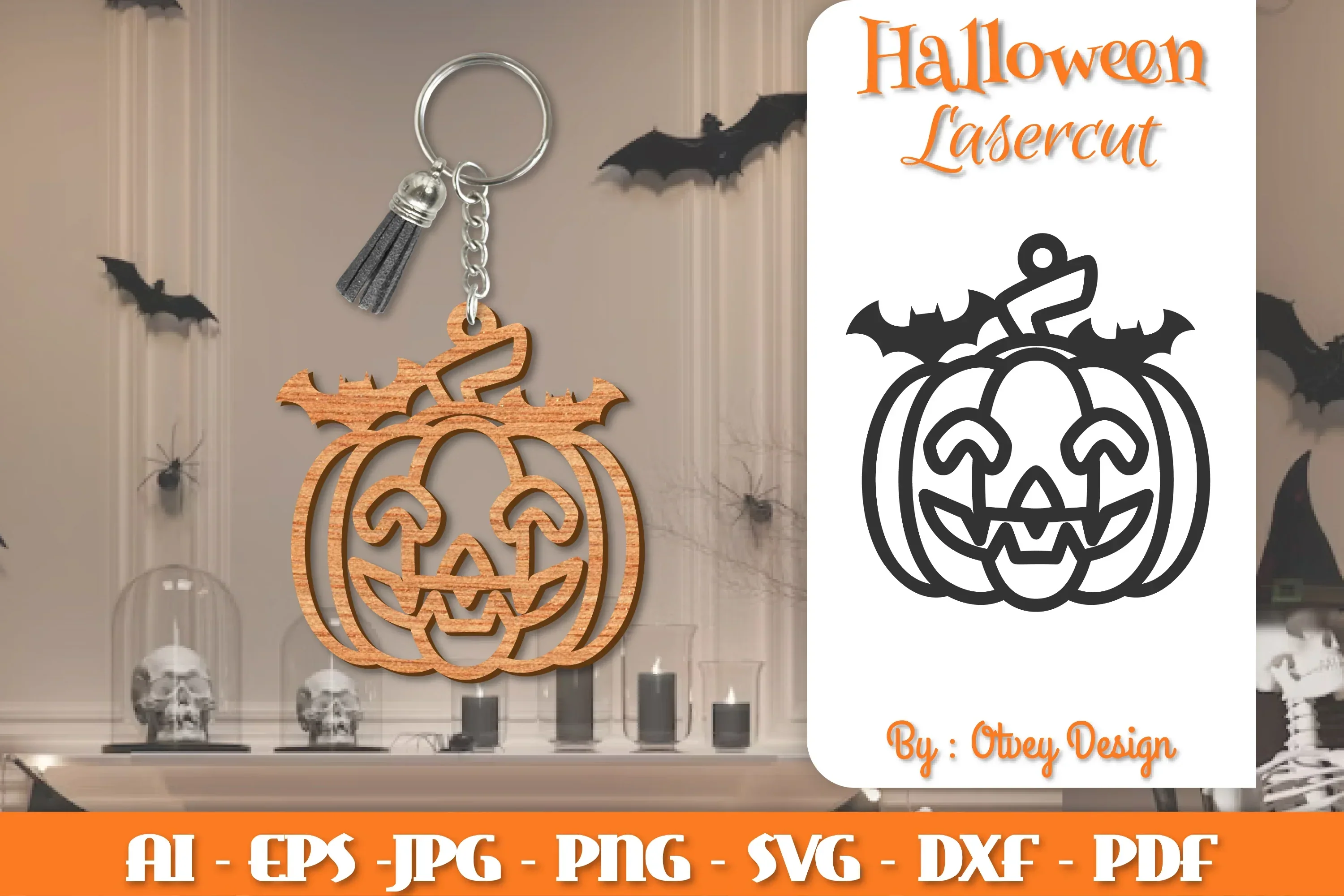 Keychain Halloween Lasercut SVG Bundle