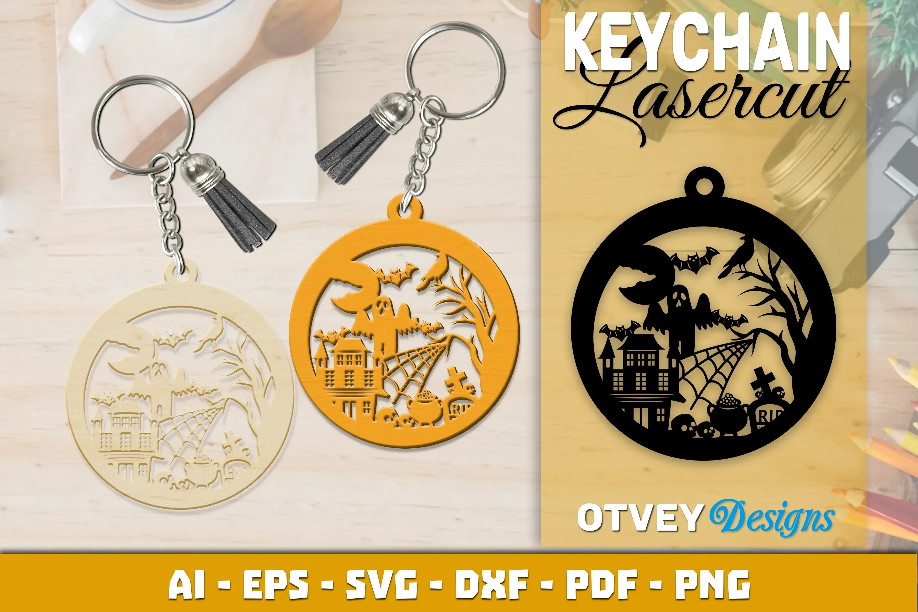 Keychain Halloween Lasercut SVG Bundle