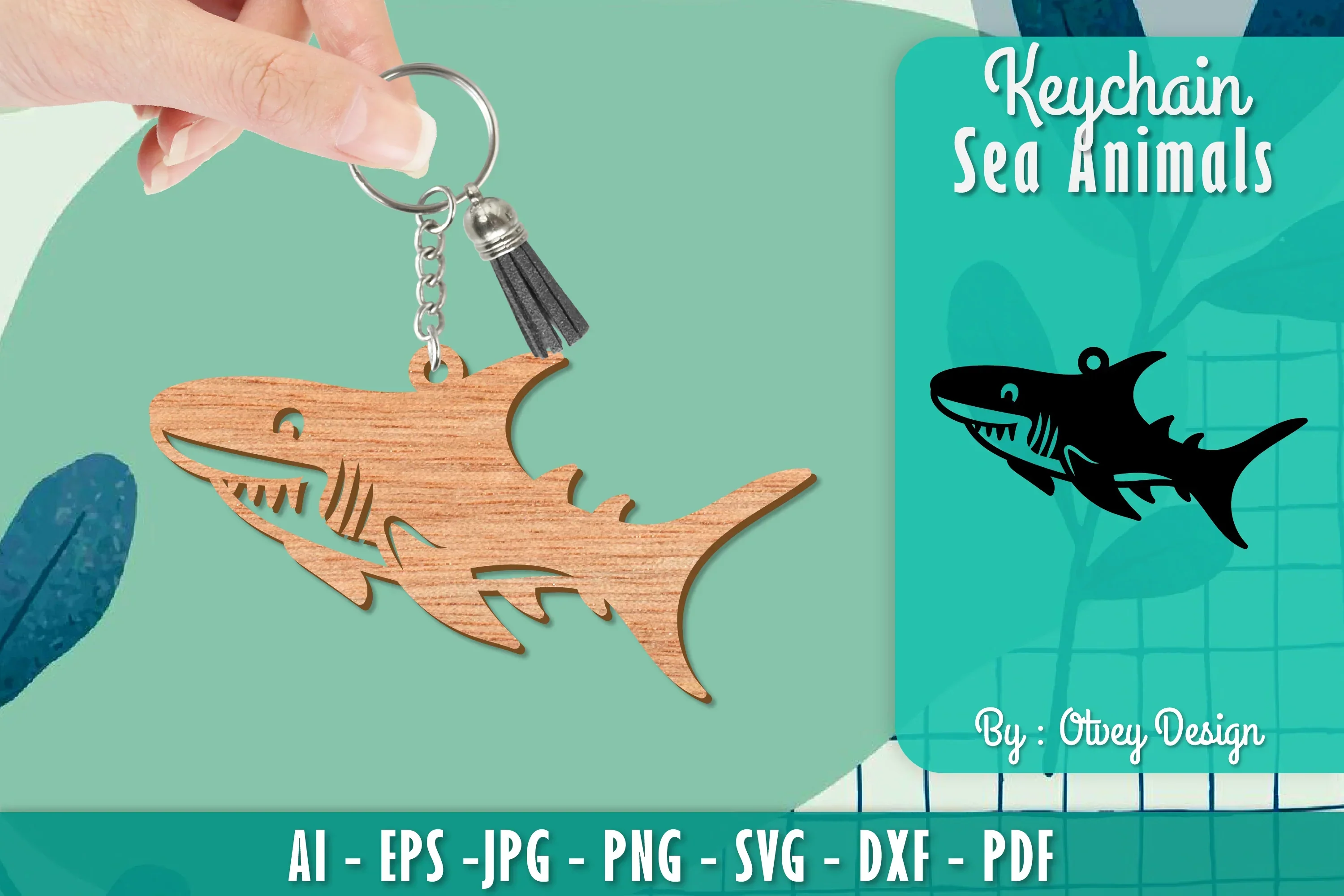 Keychain Sea Animals Lasercut SVG Bundle