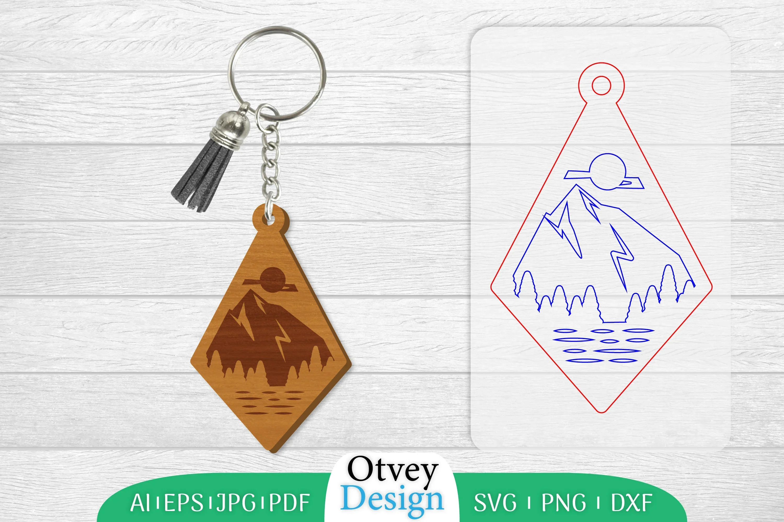 Keychain Sunset Mountain Lasercut SVG Bundle