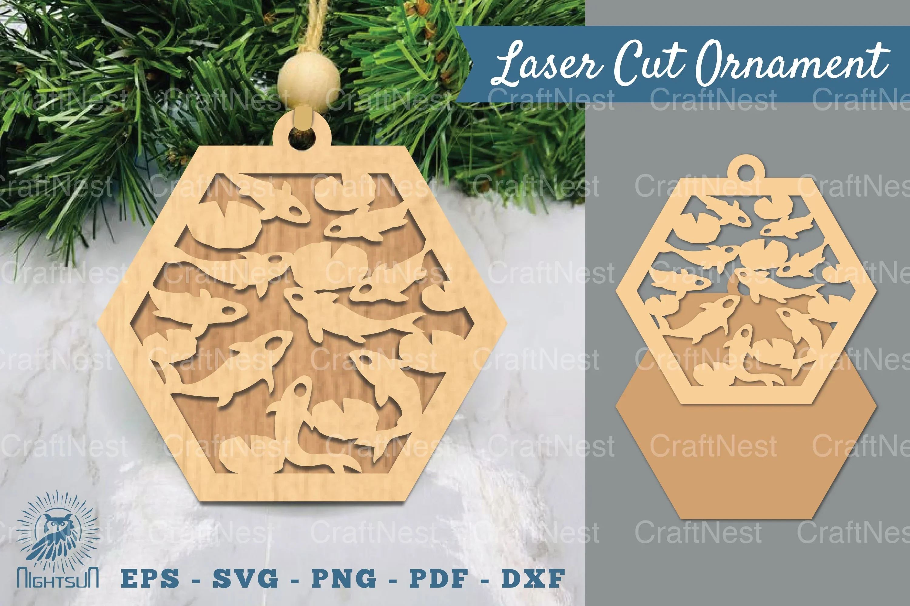Koi Fish Laser Cut Ornament Clipart Bundle