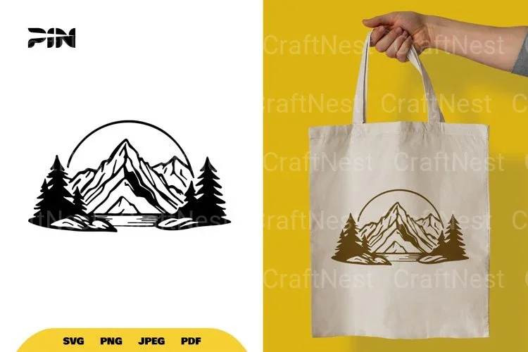 Landscape Mountain Silhouette Clipart Bundle