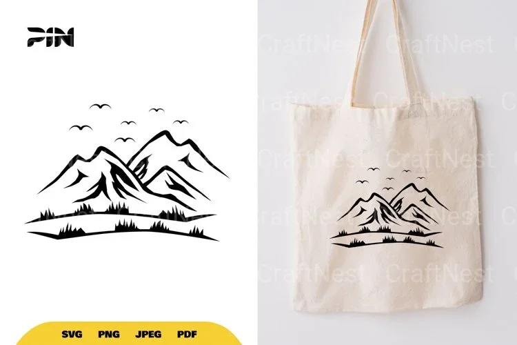 Landscape Mountain Silhouette Clipart Bundle