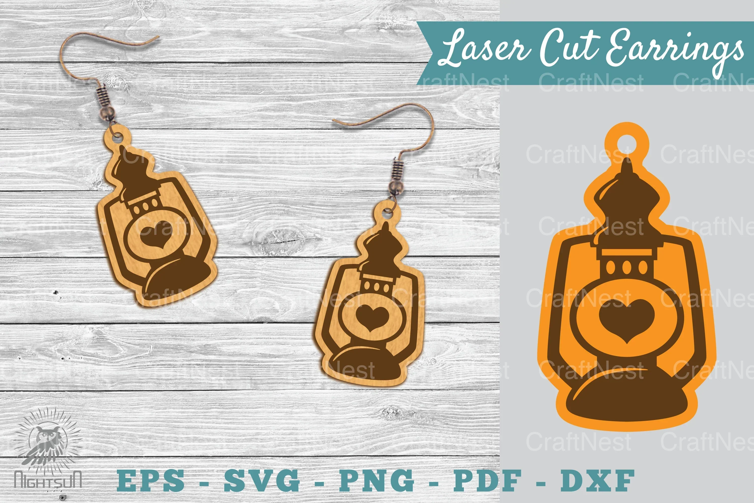 Lantern Laser Cut Earrings SVG Bundle